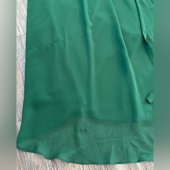 Emerald Green Lace Formal Bridesmaid Prom Dress Sz 9 Hi-Low Corset Built-in Bra - Picture 15 of 16